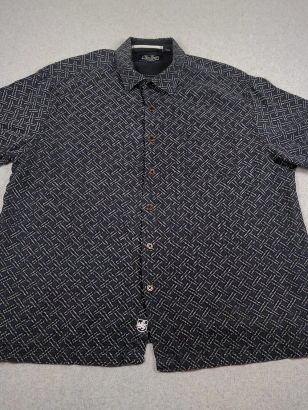 Nat Nast Shirt Men's XL Short Sleeve Luxury Originals Geometric Silk Blend